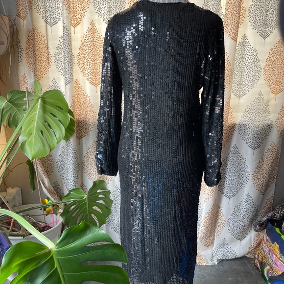 Vintage Black Beaded and Sequin Dress - Picture 3 of 7